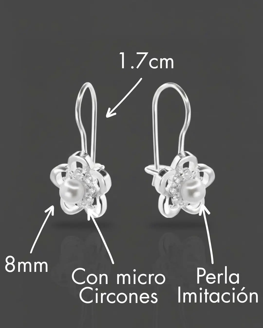 Aros plata 925 flor con perla