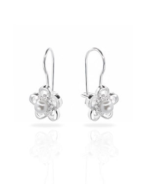 Aros plata 925 flor con perla