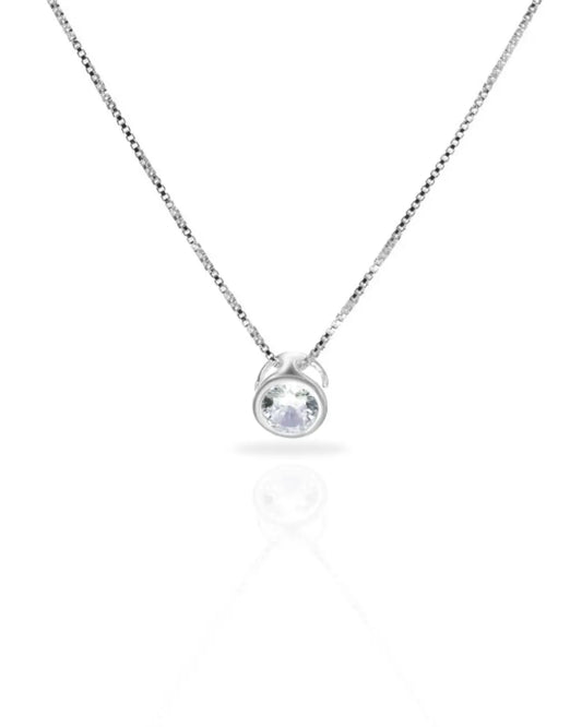 Collar plata 925 circón punto de luz blanco