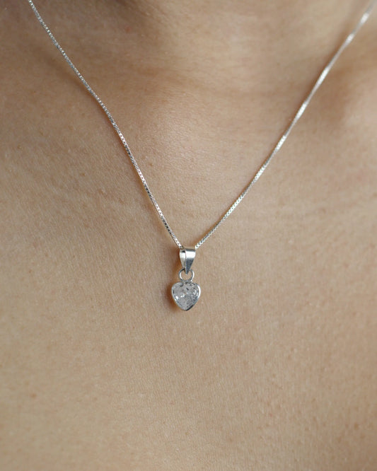 Collar plata 925 corazón punto luz blanco