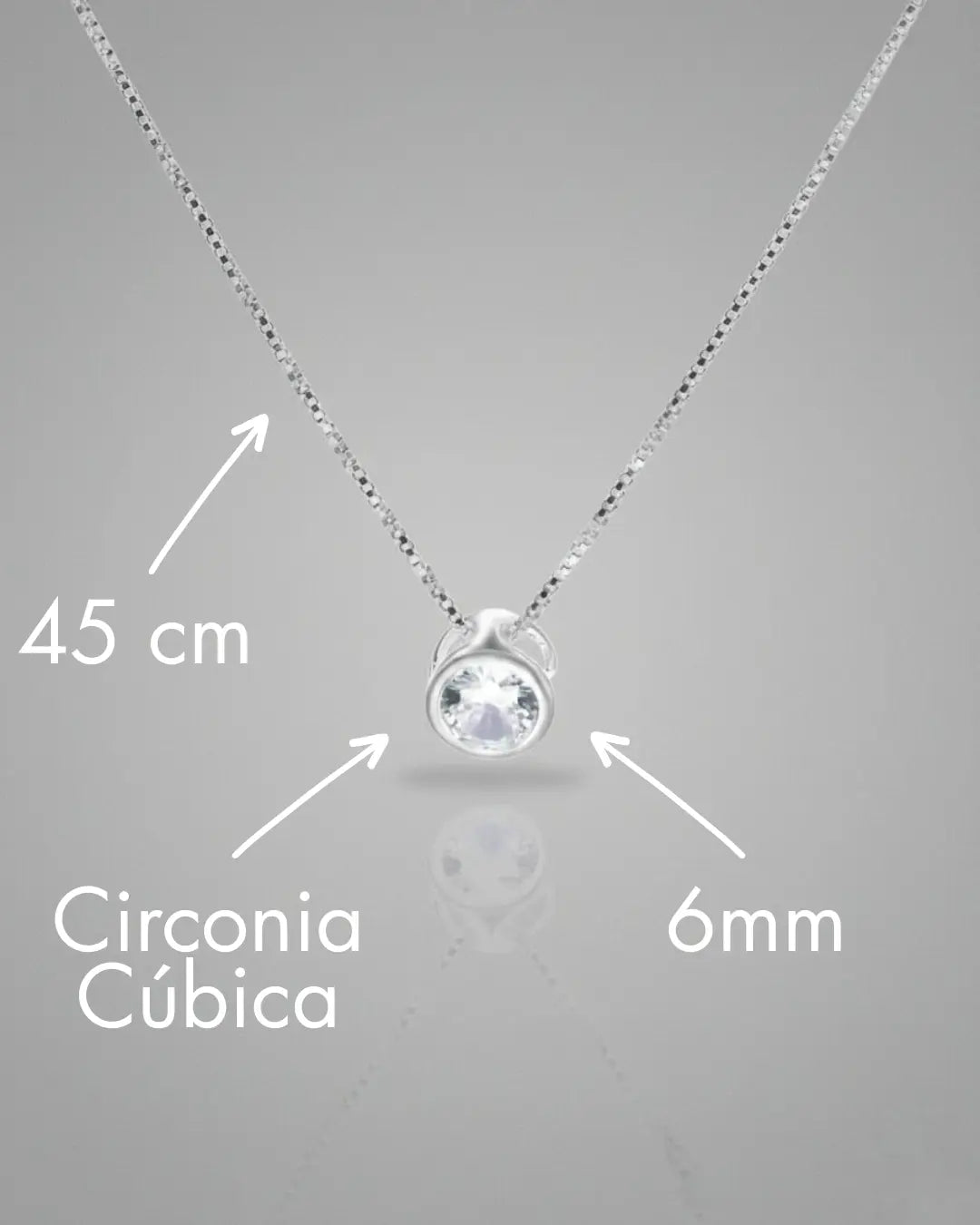 Collar plata 925 circón punto de luz blanco