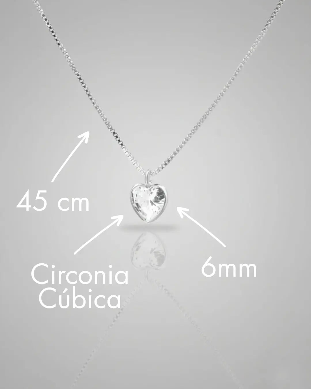 Collar plata 925 corazón punto luz blanco