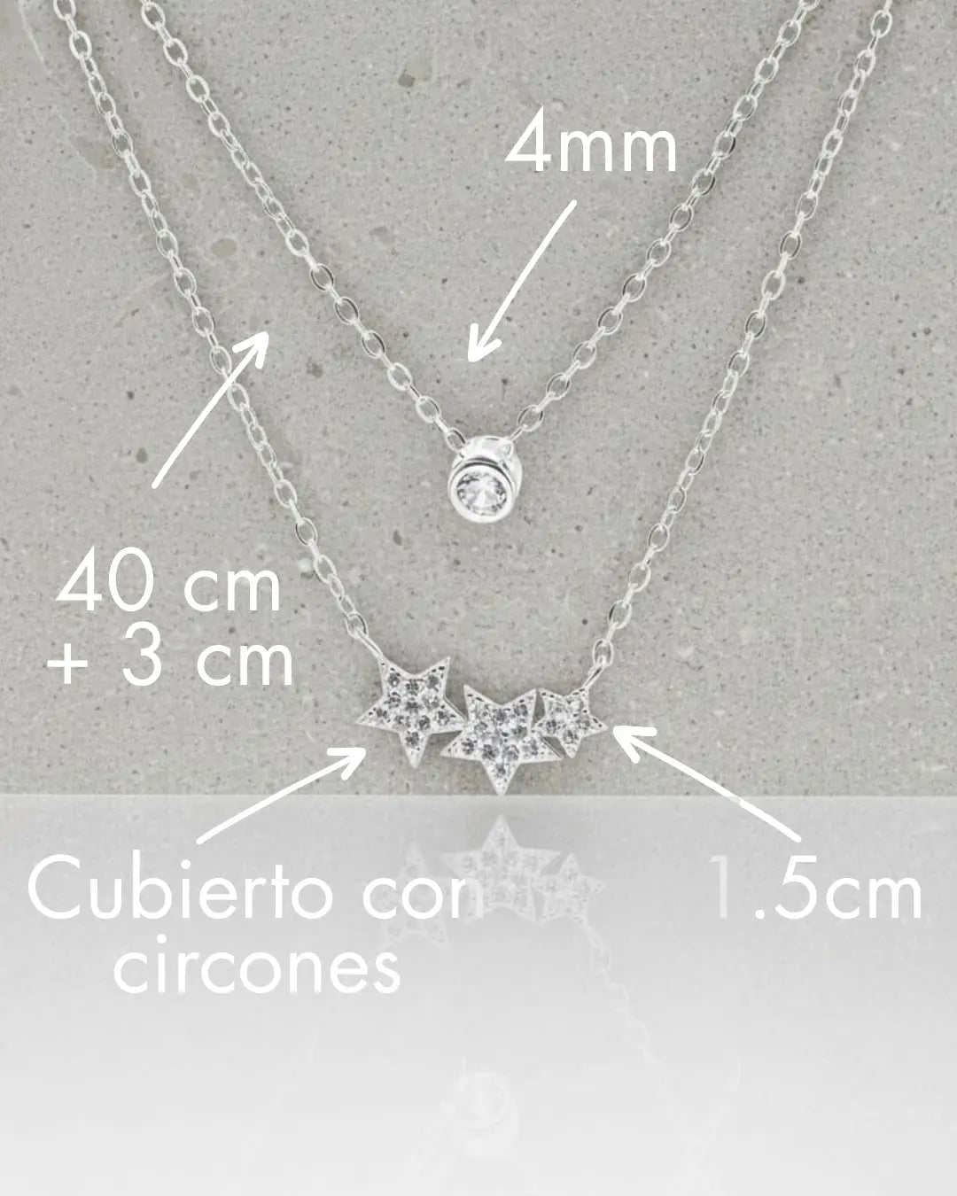 Collar plata 925 doble estrella y circón