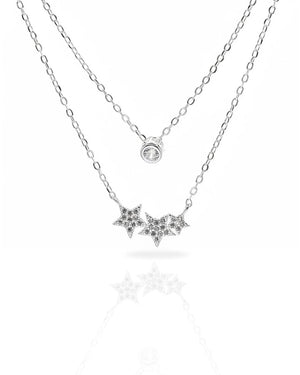 Collar plata 925 doble estrella y circón