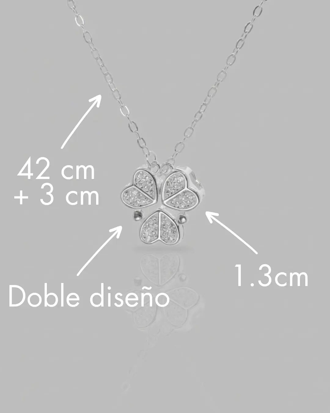 Collar plata 925 trébol de corazones