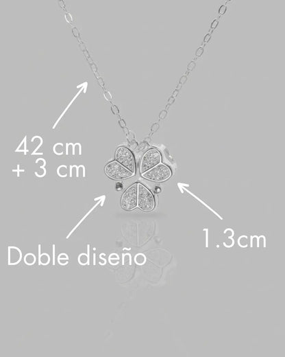 Collar plata 925 trébol de corazones