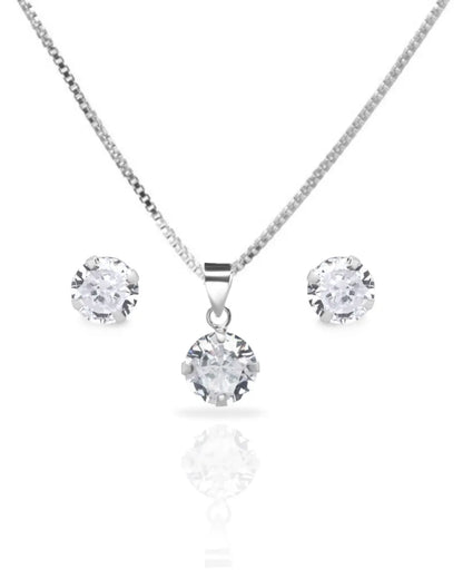 Conjunto plata 925 punto luz blanco grande