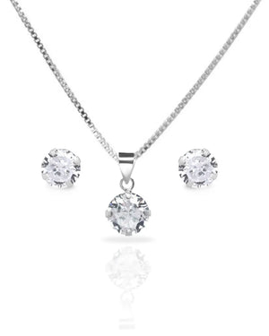 Conjunto plata 925 punto luz blanco grande