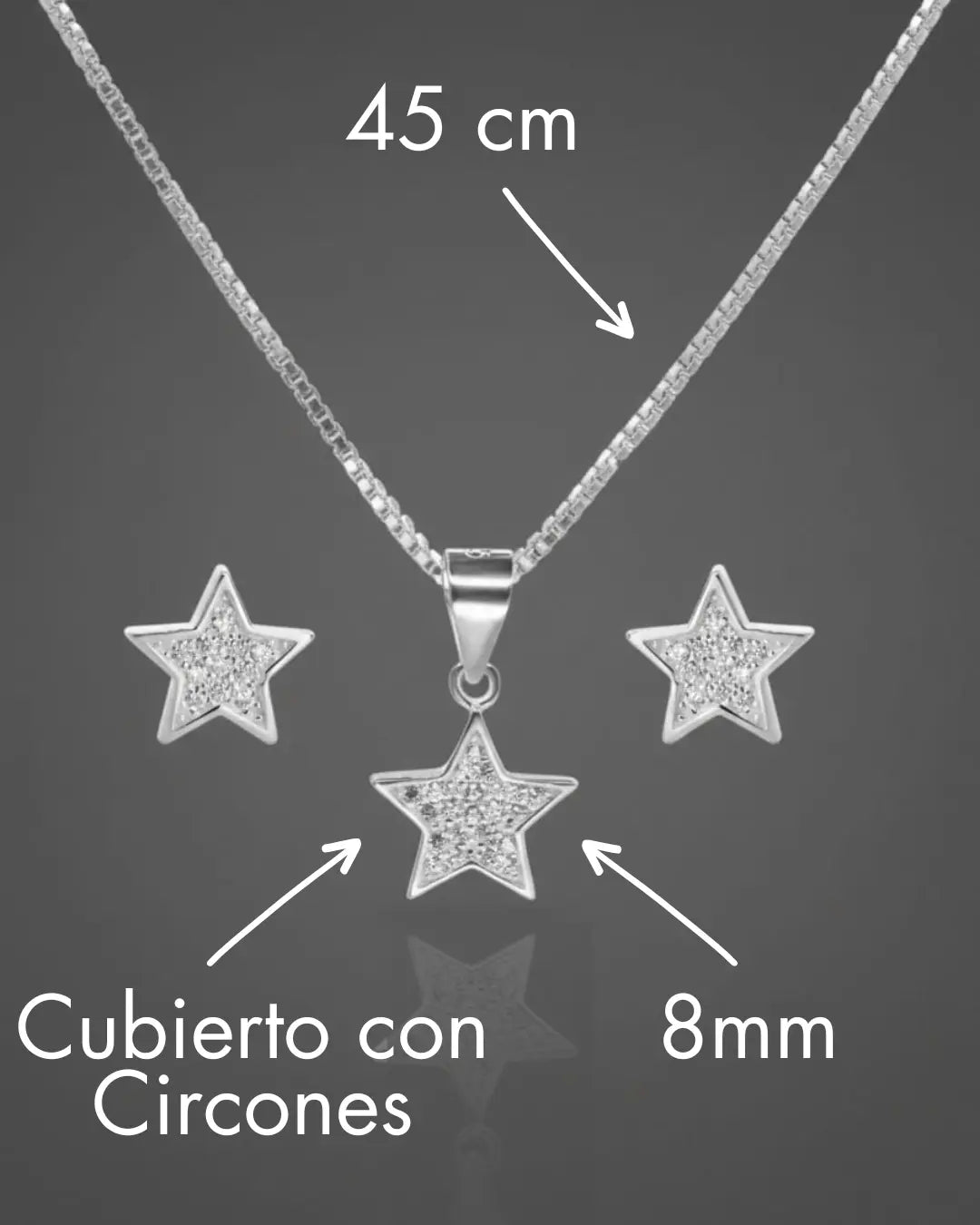 Conjunto plata 925 estrellado