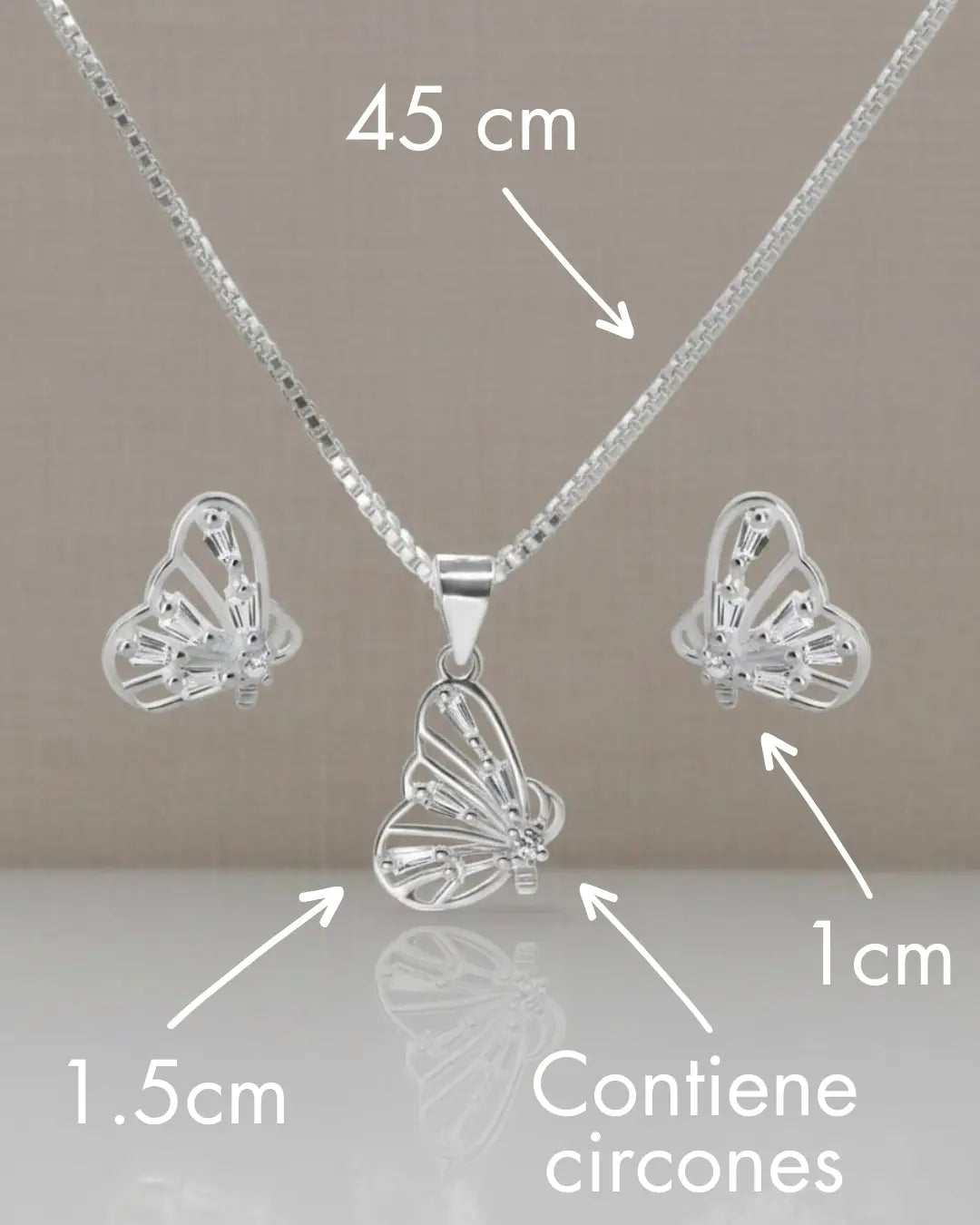 Conjunto plata 925 mariposa