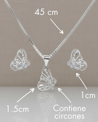 Conjunto plata 925 mariposa