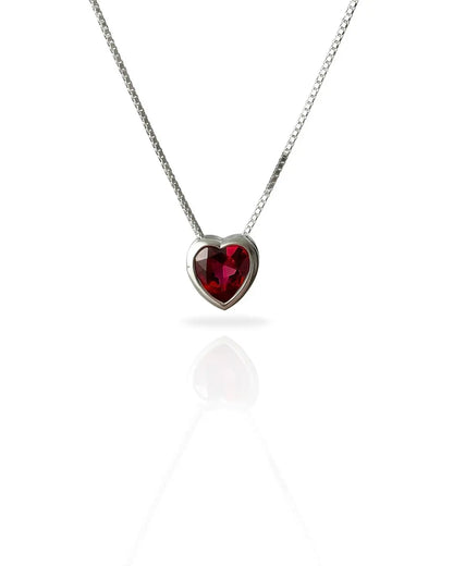 Collar plata 925 corazón punto luz tambor rojo