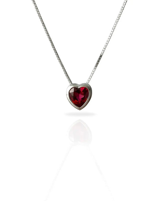 Collar plata 925 corazón punto luz rojo