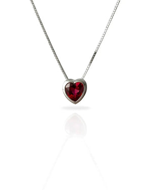 Collar plata 925 corazón punto luz tambor rojo