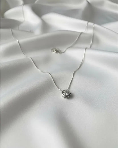 Collar plata 925 circón punto de luz blanco