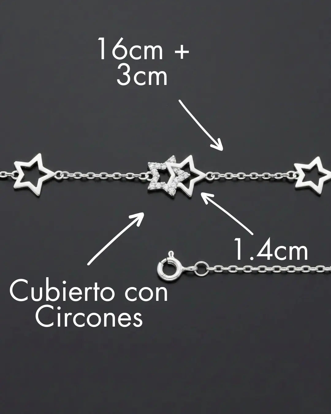 Pulsera plata 925 estrellada
