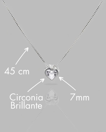 Collar plata 925 corazón punto luz tambor brillante