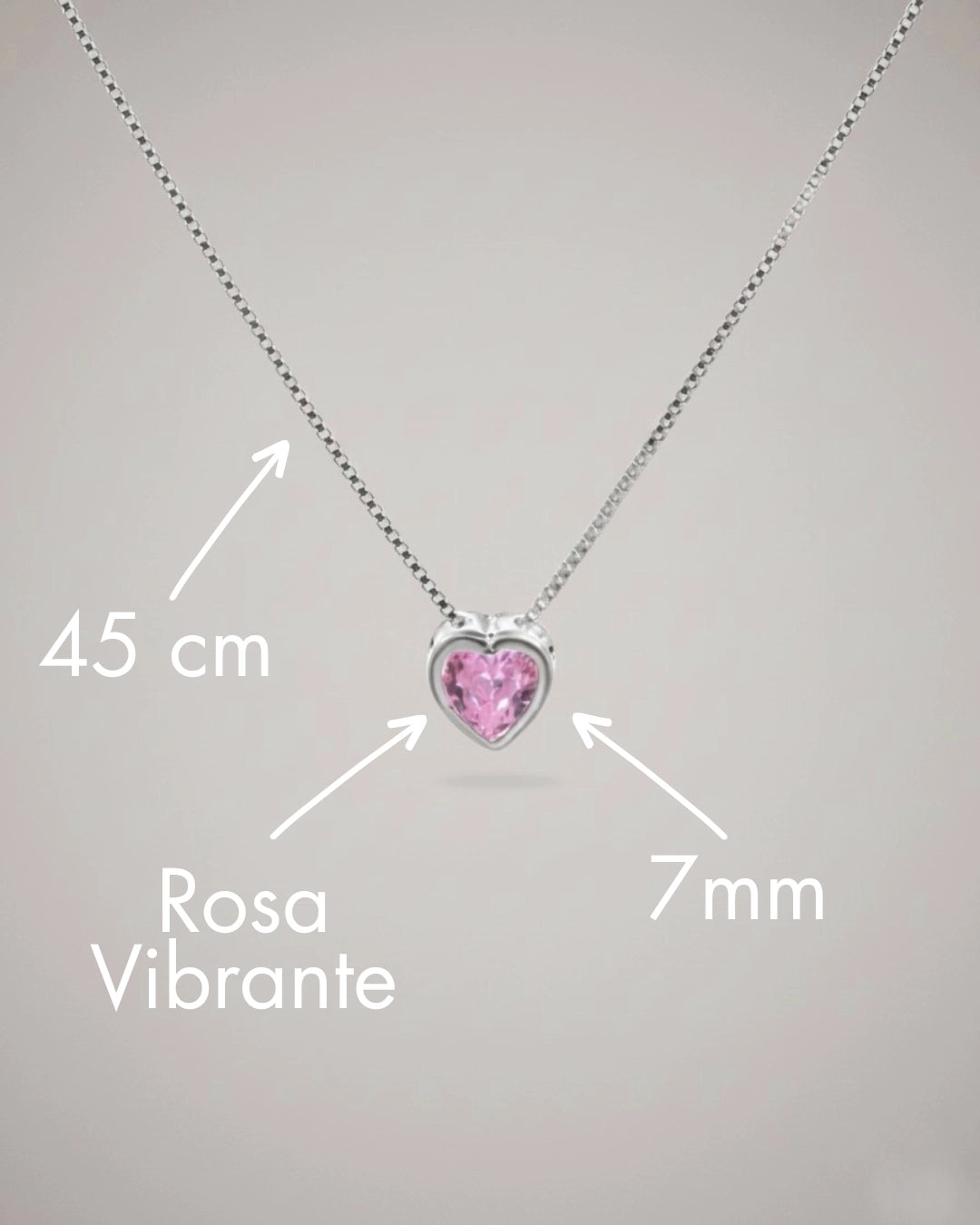 Collar plata 925 corazón punto luz rosa