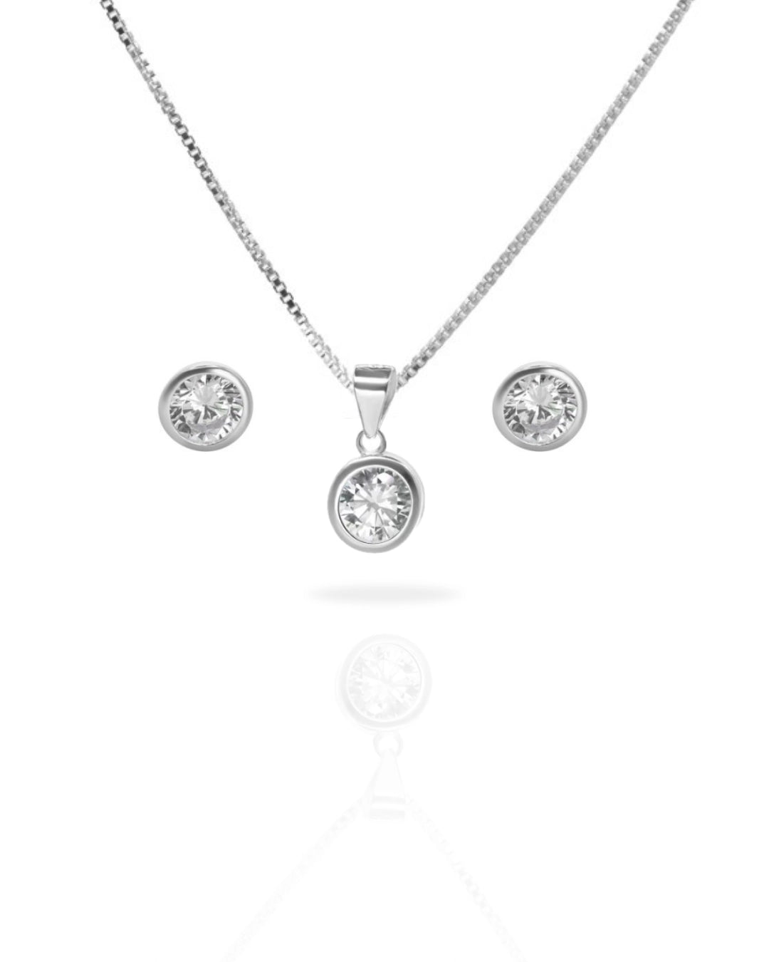 Conjunto plata 925 circón punto de luz brillante