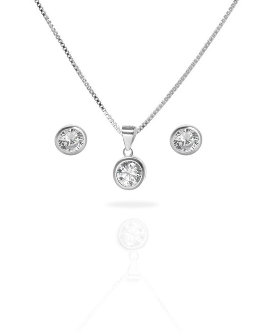 Conjunto plata 925 circón punto de luz brillante