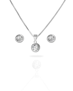 Conjunto plata 925 circón punto de luz brillante