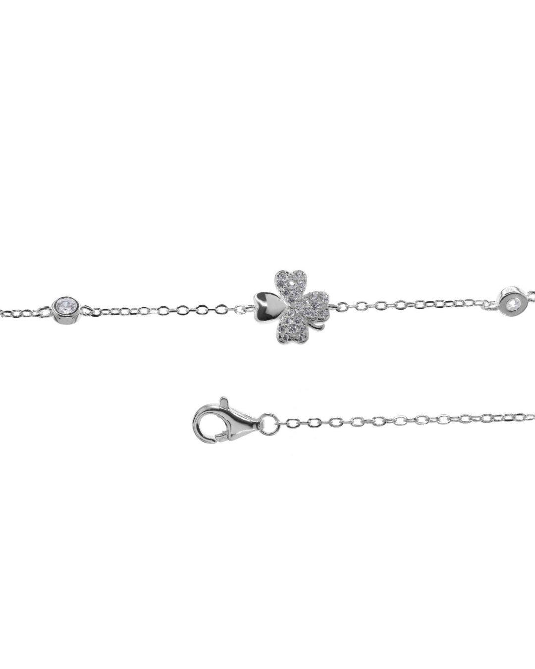 Pulsera plata 925 trébol y circones