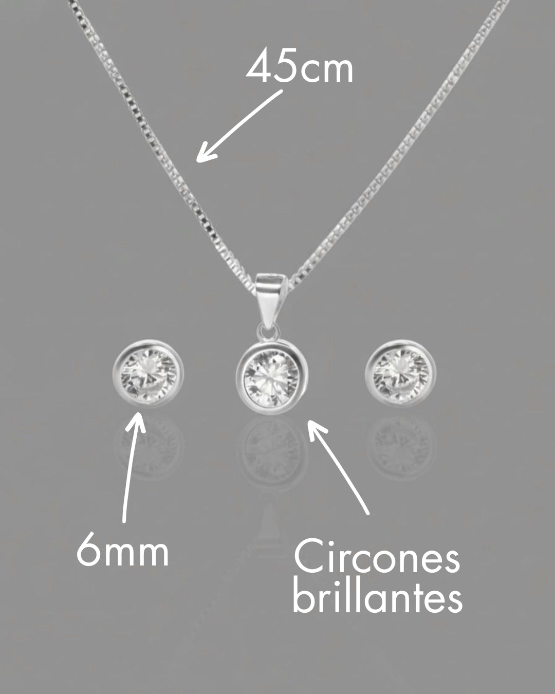 Conjunto plata 925 circón punto de luz brillante