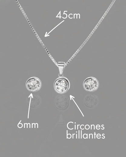 Conjunto plata 925 circón punto de luz brillante