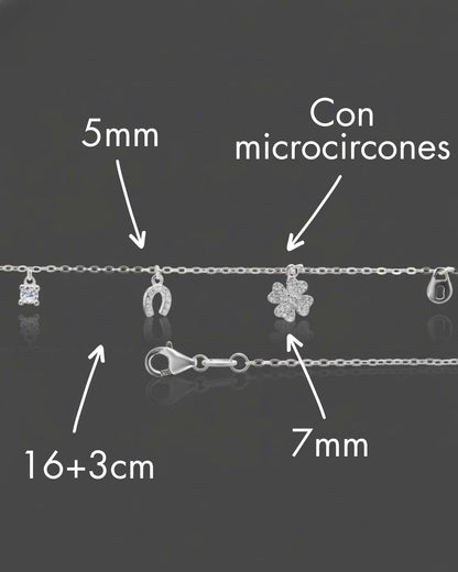 Pulsera plata 925 multiamuletos