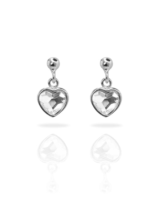 Aros plata 925 corazón colgante swarovski brillante