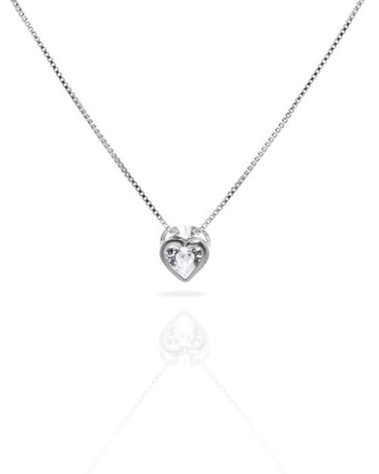 Collar plata 925 corazón punto luz tambor brillante