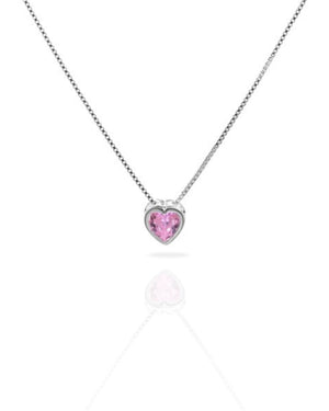 Collar plata 925 corazón punto luz rosa