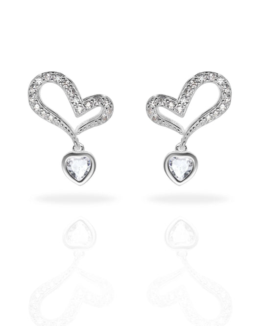 Aros plata 925 corazón dual de brillo